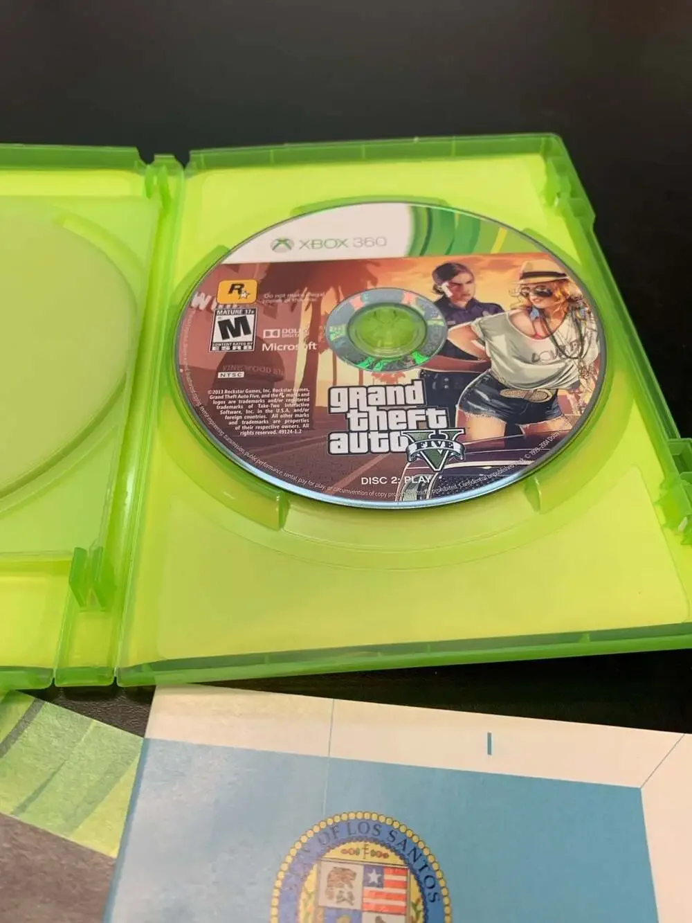 Grand Theft Auto V (Xbox 360, 2013) - CIB with Two Discs, Manual, and Map